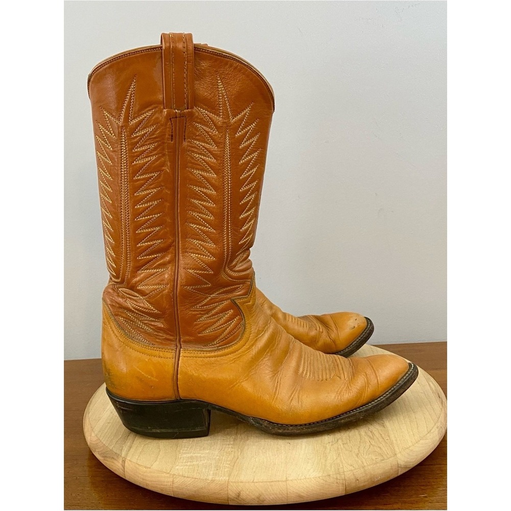 Tony Lama 80s Gold Label Vintage Brown Leather Western Cowboy Boots Men's 11D - Picture 1 of 13